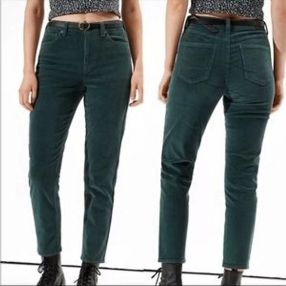 American eagle corduroy green high rise mom straight jean - Picture 2 of 6